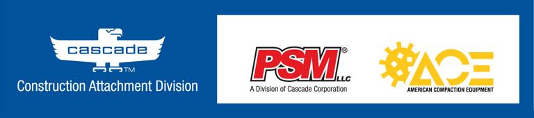 Cascade Construction Attachment Division, PSM, American Compaction Equipment (ACE) Logos
