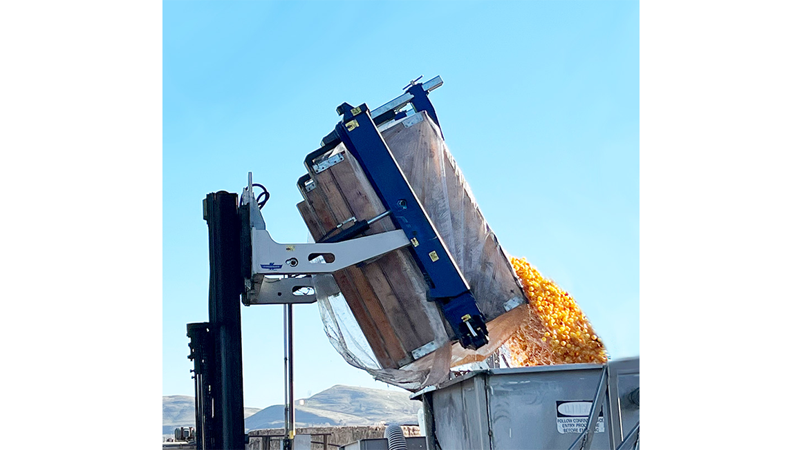 Cascade - Forward Bin Dumper forklift / lift truck attachment for materials handling